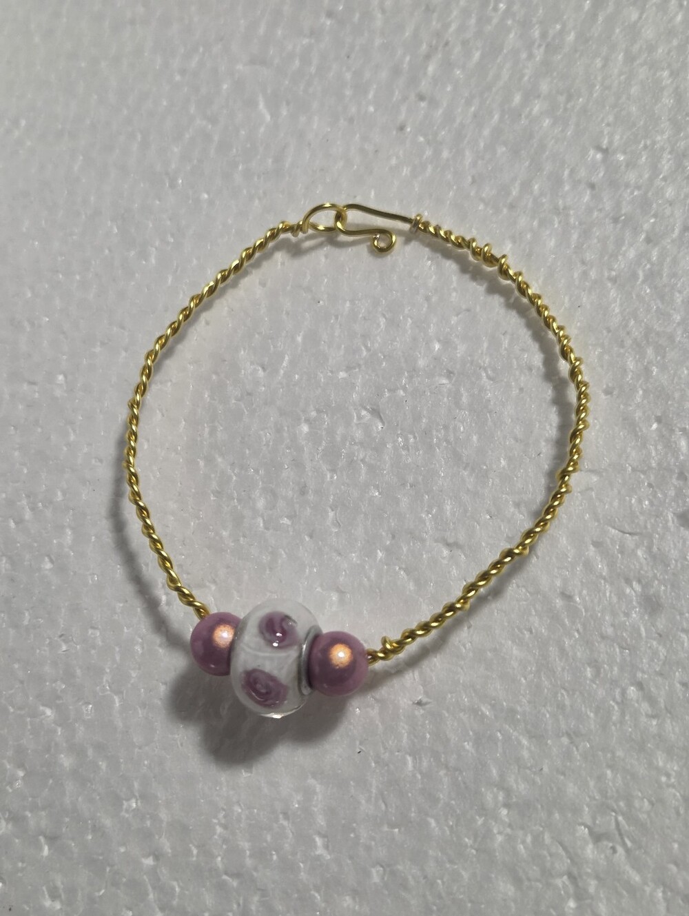 Handcrafted Delicate Gold Bracelet with Pink Accent Beads